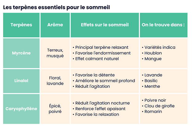 Principaux terpènes du CBD pour le sommeil